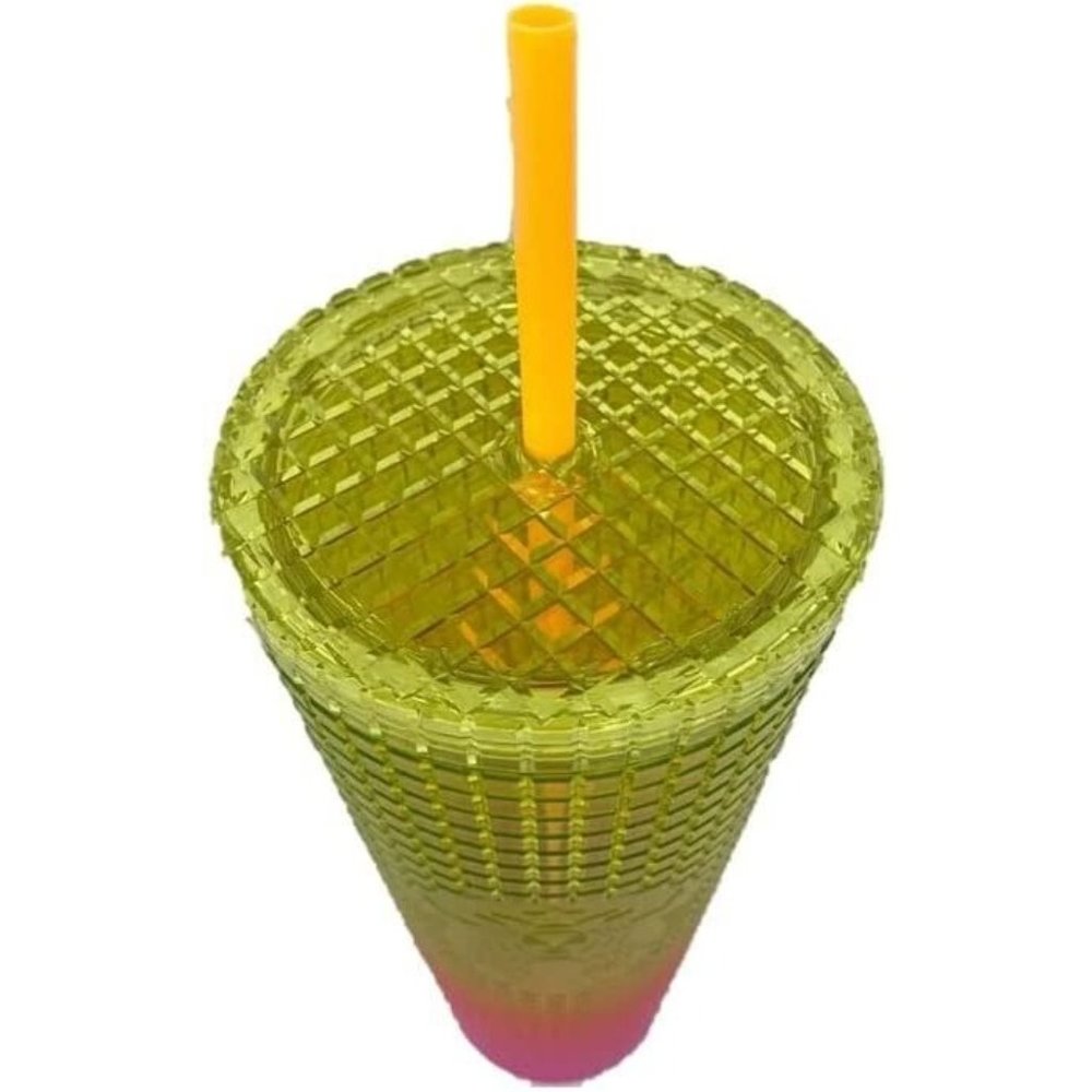 Starbucks Cold Cup Tumbler Venti 24 oz Summer 2022 Lemon Yellow & Pink Gradient - Picture 2 of 3
